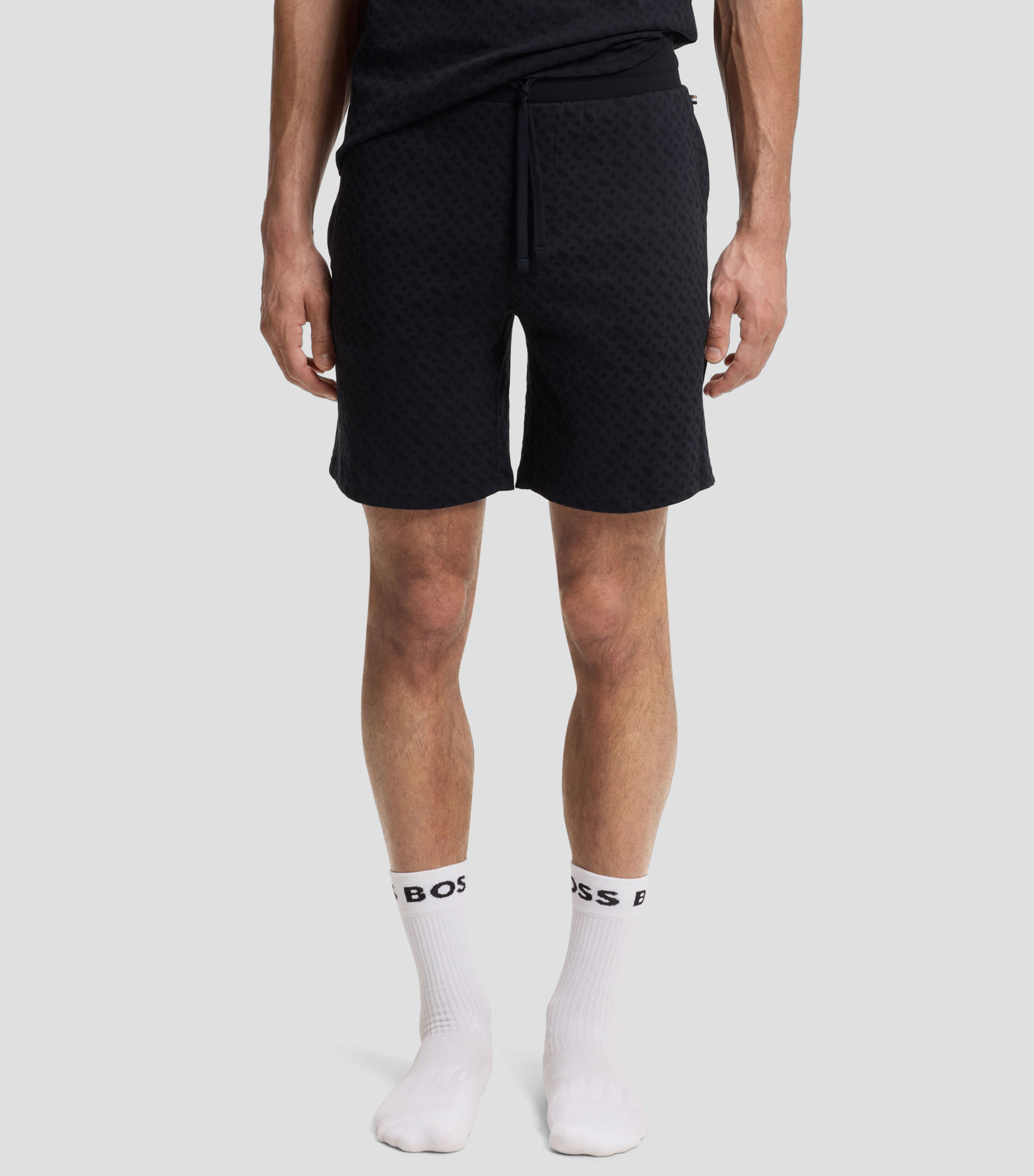 Shorts de pijama de algodón elástico con cordón en la cintura y detalle estampado Hombre